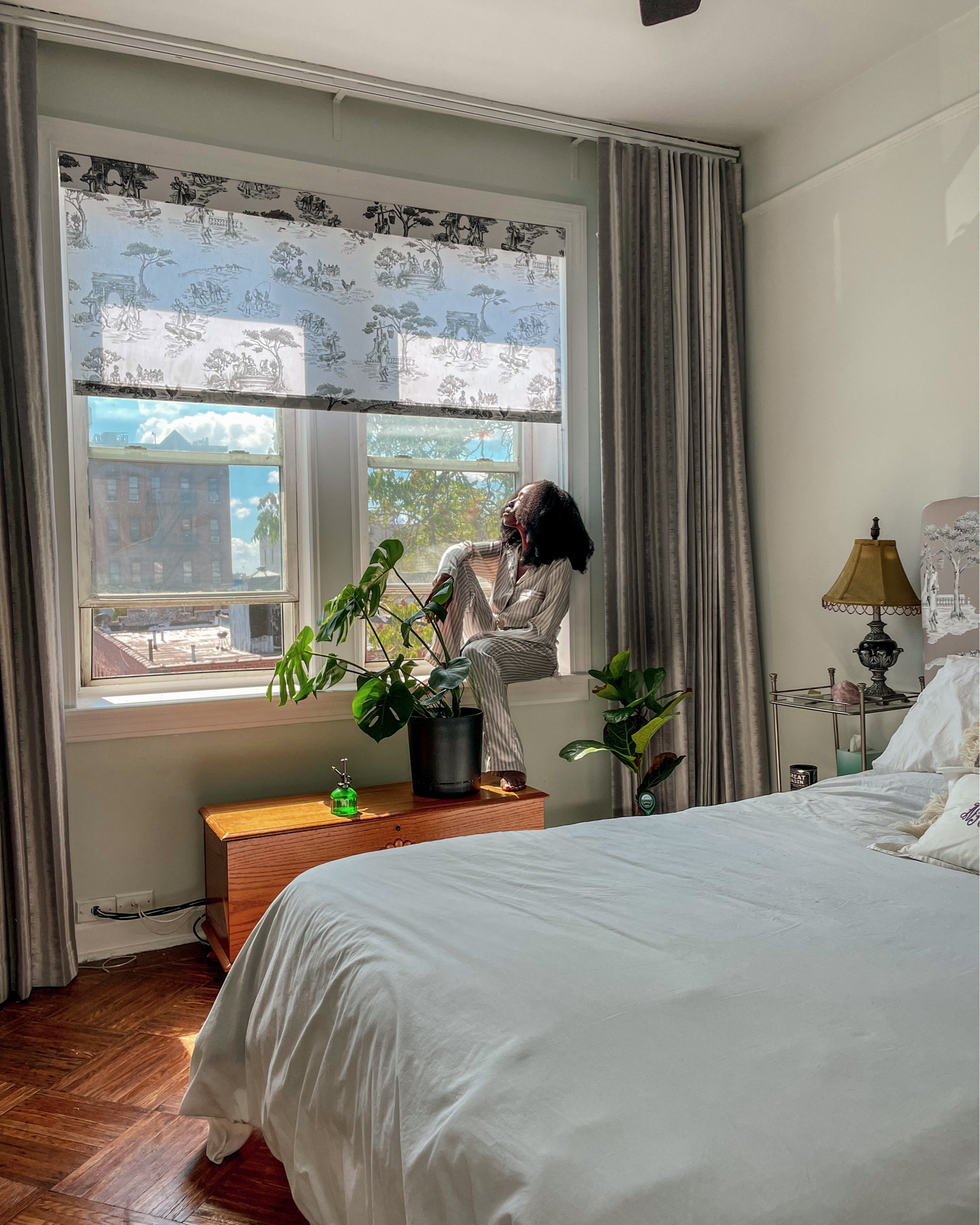 I knew I wanted my bedroom to be the most serene place in the house but how to be bold with calming colors. The Shade Store helped me out.

Bedroom - Traverse Drapes Intuitive in pewter AND Harlem Toile de Jouy x  Sheila Bridges in white

#LTKFamily #LTKStyleTip #LTKHome