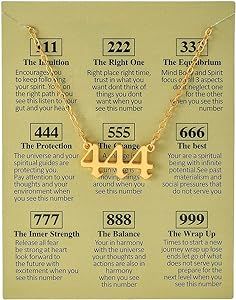 Amazon.com: COLORFUL BLING Gold Plated Angel Number Necklace with Meaningful Card 111 222 333 444... | Amazon (US)