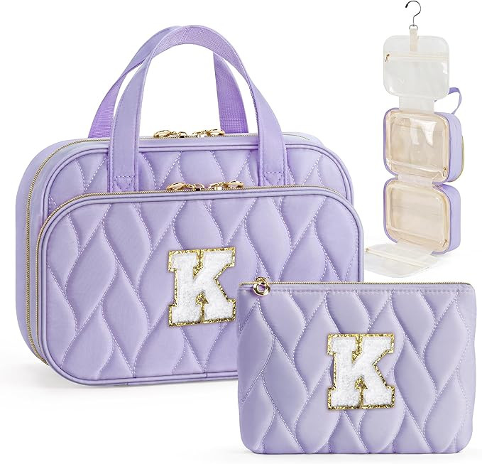YOOLIFE Birthday Gifts for Women Teen Girls - Hanging Toiletry Bag Initial Makeup Bag, Personaliz... | Amazon (US)