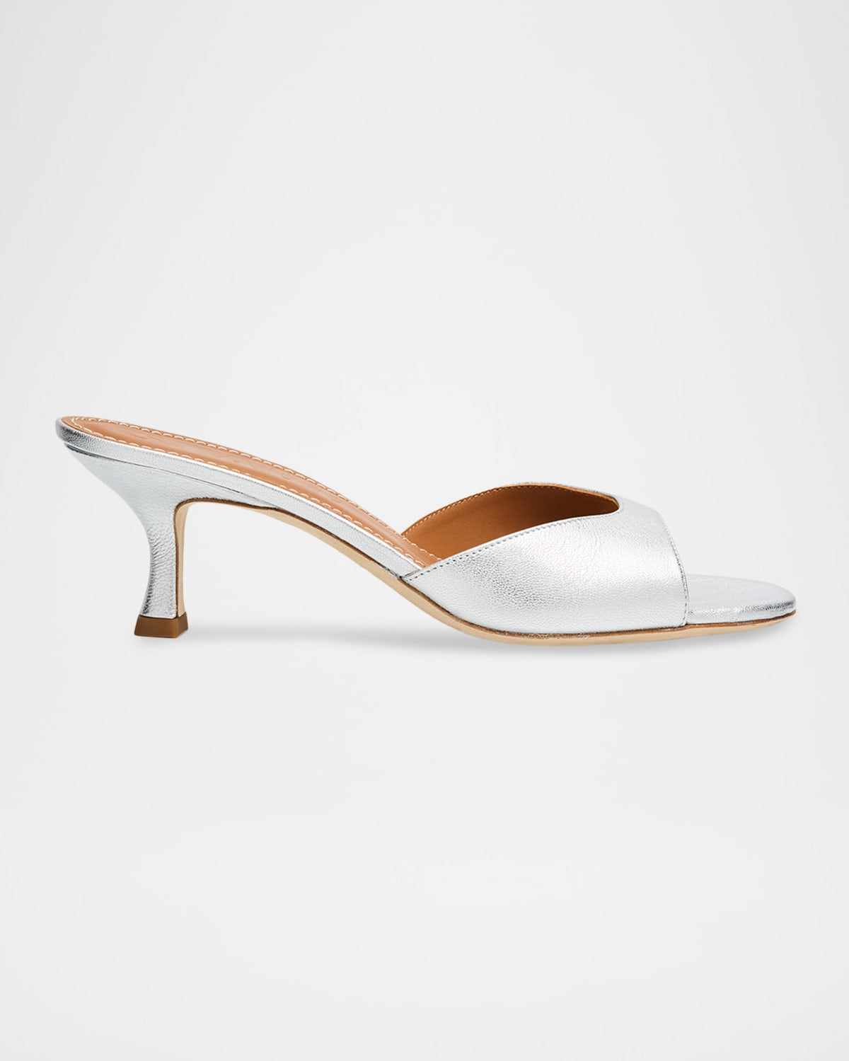 Brigitte Metallic Leather Kitten-Heel Mules | Neiman Marcus
