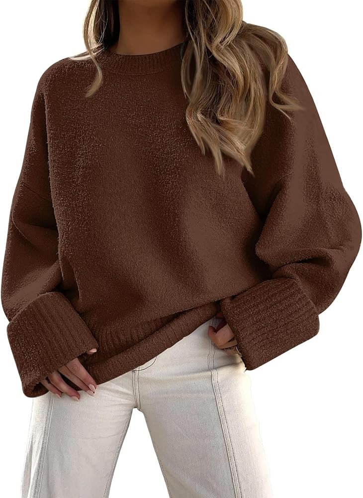LILLUSORY Women's Oversized Sweaters Fuzzy Chunky Warm Pullover Sweater | Amazon (US)