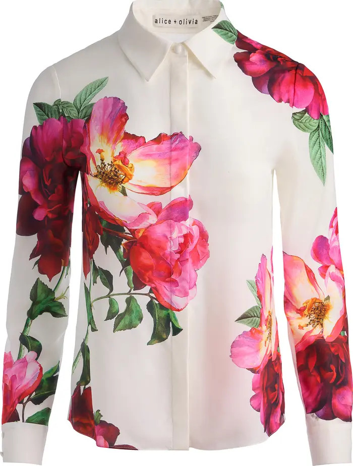 Willa Floral Silk Button-Up Shirt | Nordstrom