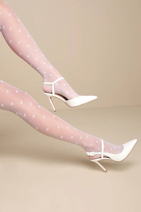 Sheer White Heart Tights | Lulus