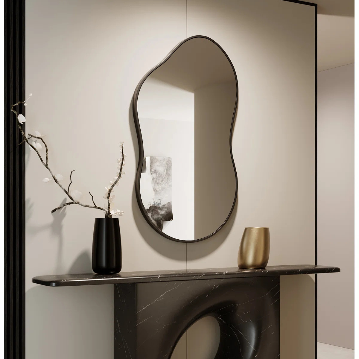 Irregular Unique Shaped Wall Mirror, Asymmetrical Mirrors, Cloud Mirror, Wavy Mirror, Morden Wavy... | Wayfair North America