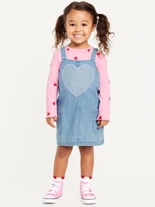 Printed Long-Sleeve T-Shirt and Jean Dress Set for Toddler Girls | Old Navy | Old Navy (US)