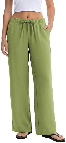 Abonlen Wide Leg Pants for Women Casual Flowy Crepe Trousers Wrinkle Free Relaxed Fit Lounge Work... | Amazon (US)