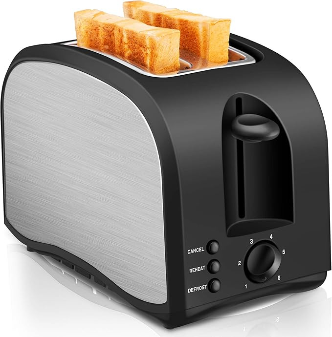 2 Slice Toaster CUSINAID Black Wide Slot Toaster 2 Slice Best Rated Prime with Pop Up Reheat Defr... | Amazon (US)
