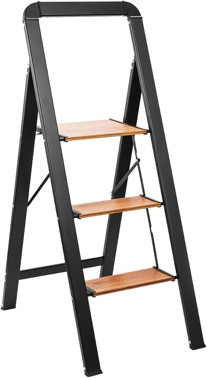 Delxo Aluminum 3 Step Ladder,2020 Upgrade Lightweight Folding Step Stool with Long Handle, Anti-S... | Amazon (US)