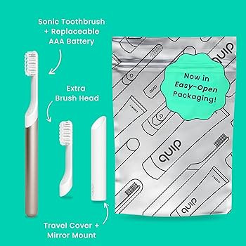 Quip Metal Sonic Electric Toothbrush for Adults - Time Travel & Soft Bristles with Travel Case & ... | Amazon (US)