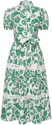 GRACE KARIN Women's 2026 Summer Floral Flowy Dresses Boho Tie Belt Short Puff Sleeve A Line Maxi ... | Amazon (US)