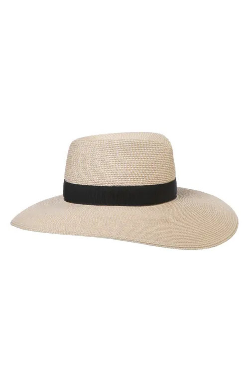 Eric Javits Daphne Broad Brim Straw Fedora in Cream/black at Nordstrom | Nordstrom