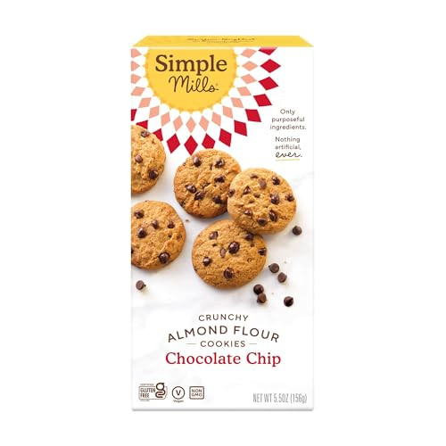 Simple Mills Almond Flour Crunchy Cookies, Chocolate Chip - Gluten Free, Vegan, Healthy Snacks, Made with Organic Coconut Oil, 5.5 Ounce (Pack of 1) | Amazon (US)