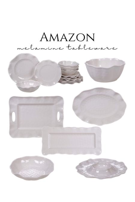 Melamine tableware - Serving bowls and platters that go with my favorite melamine dishes! I’ve had these dishes for over 4 years and they’ve held up so well! No staining or scratches! Great for everyday and outdoor entertaining! 🙌🏻 😍 ruffle dishes plastic plates white dinnerware summer entertaining heavy duty melamine 

#LTKSaleAlert #LTKHome #LTKFindsUnder50