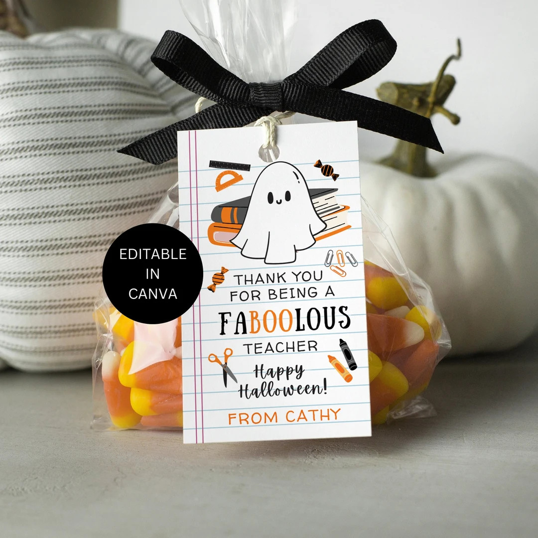 Faboolous Teacher Tag Editable Printable for Happy Halloween Thank You Appreciation Gift, Treats,... | Etsy (US)