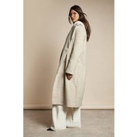 boohoo Women's Premium Longline Wool Look Coat in Stone | Size: 10 | Woven | boohoo (US & Canada)