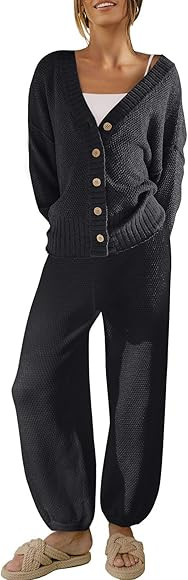 Nirovien Womens Two Piece Lounge Set Oversized Knit Outfits Slouchy Matching Sets with Pockets Co... | Amazon (US)