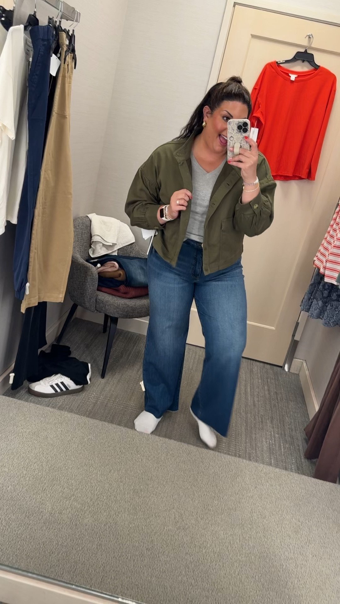 Size L jacket (could have done a M because it’s oversized) size XL tee and size 12 jeans 

#LTKMidsize #LTKSaleAlert #LTKxNSale