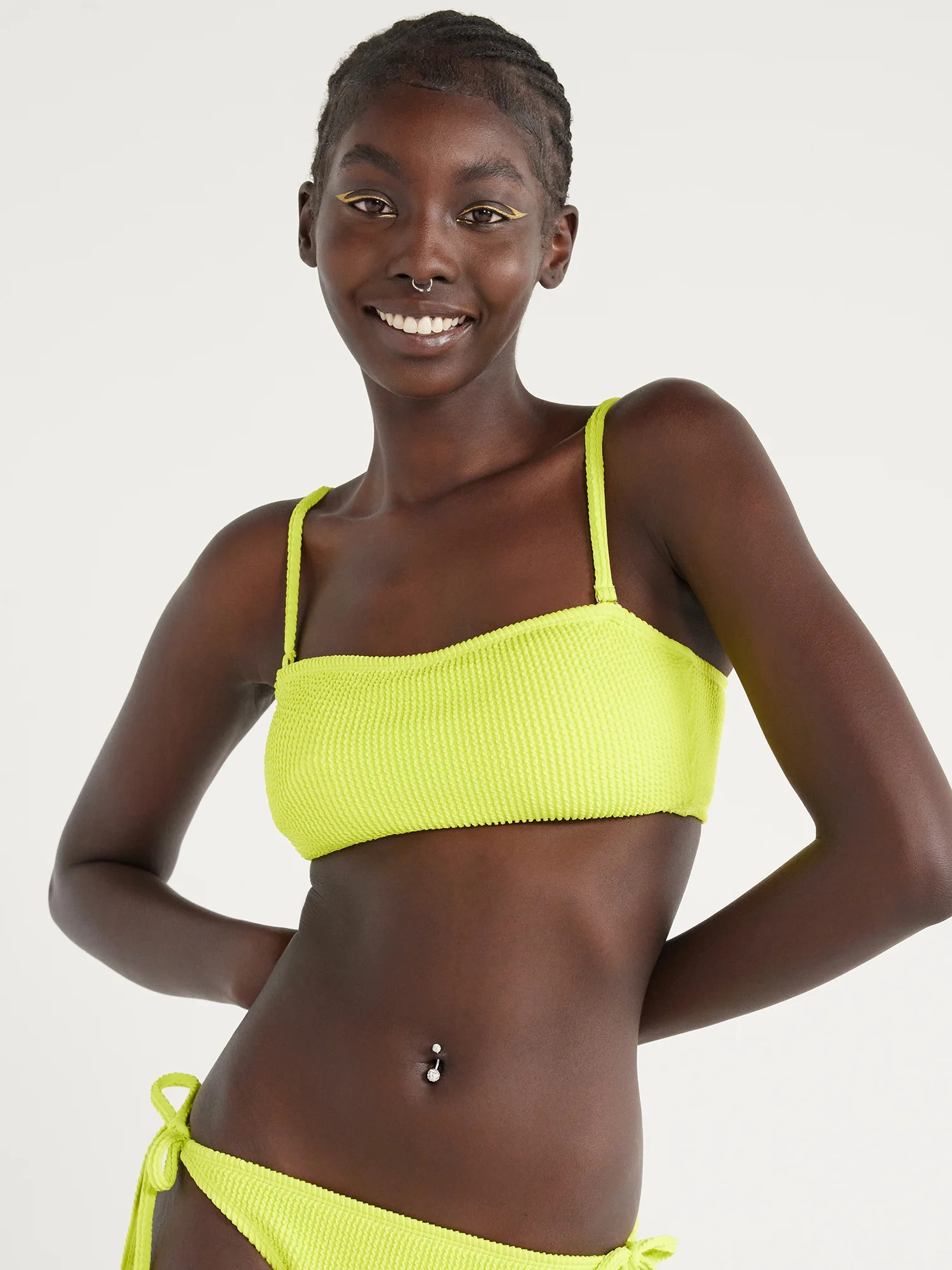 No Boundaries Juniors’ Crinkle Bandeau Bikini Top, Sizes S-XXL | Walmart (US)