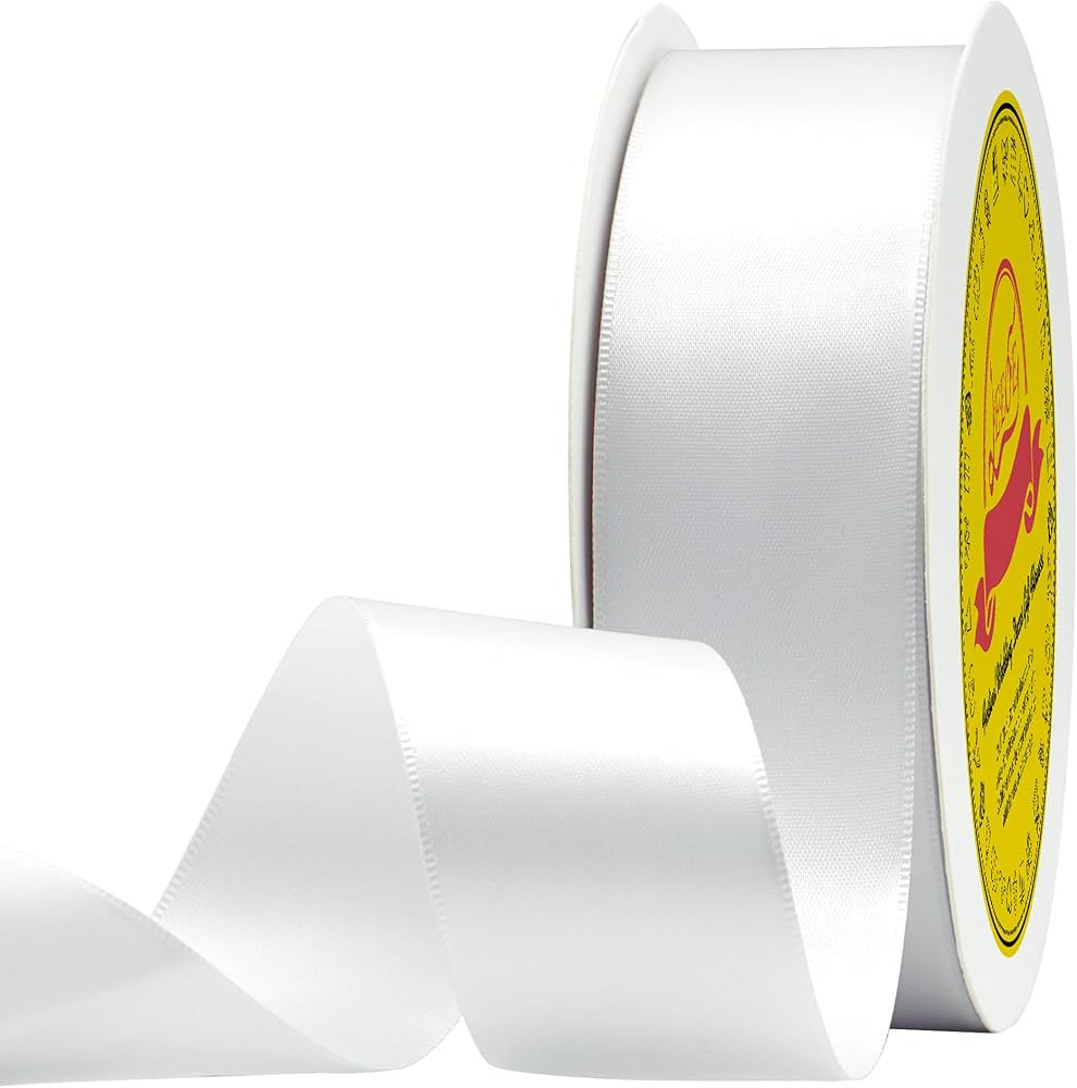 LEEQE Double Face White Satin Ribbon 1-1/2 inch X 50 Yards Polyester White Ribbon for Gift Wrappi... | Amazon (US)