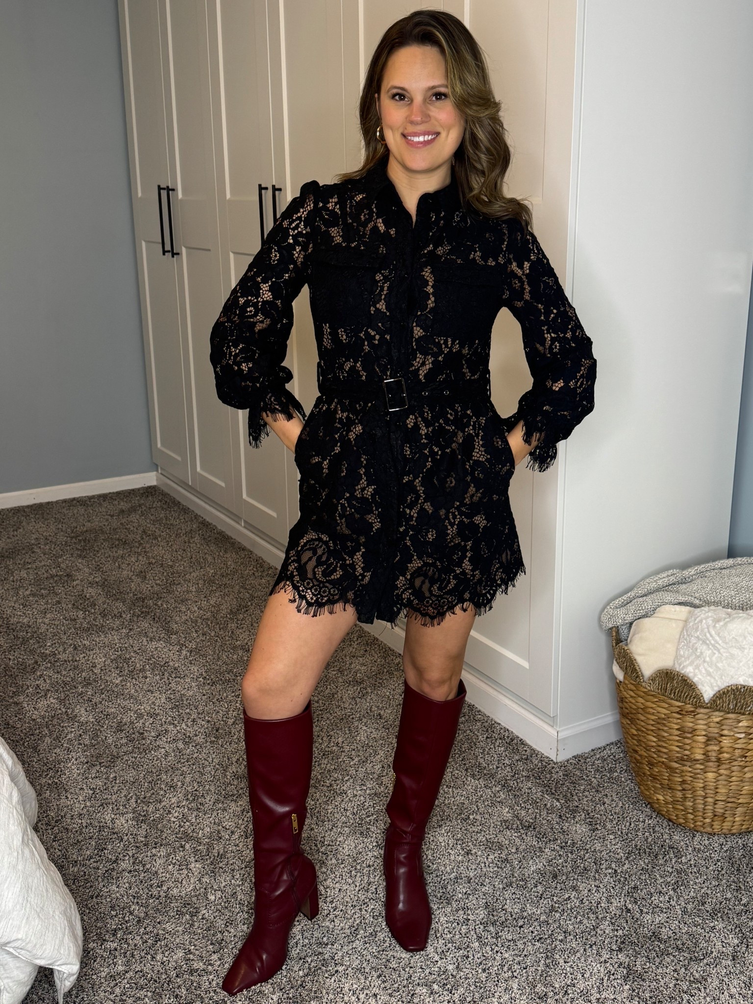Black Lace Dress & Burgundy Boots  

#LTKPetite #LTKSeasonal