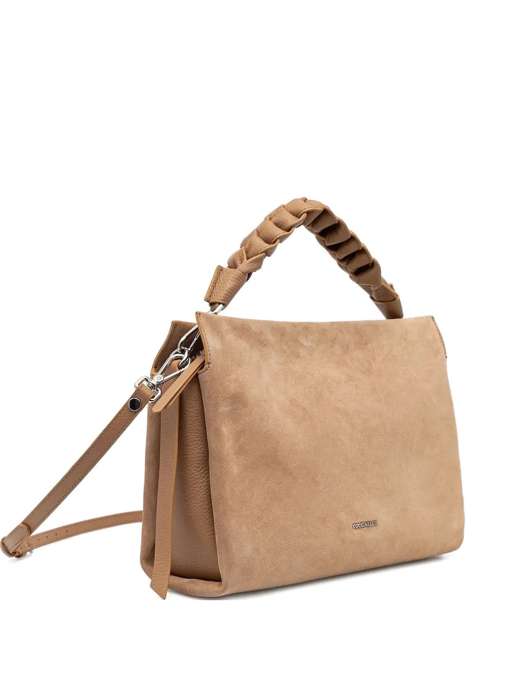 Coccinelle braided-handle suede tote bag - Brown | Farfetch Global