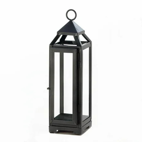Metal Lantern Candle, Outdoor Patio Iron Tall Slate Black Metal Candle Lantern | Walmart (US)