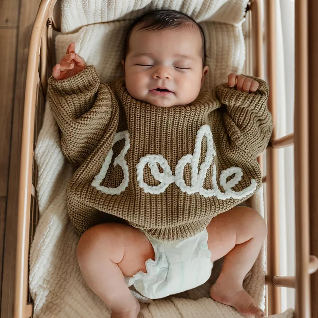 Monogrammed Baby Sweater, Embroidered Sweater with Name, Custom Name Sweater Baby Girls Boys, Per... | Etsy (US)