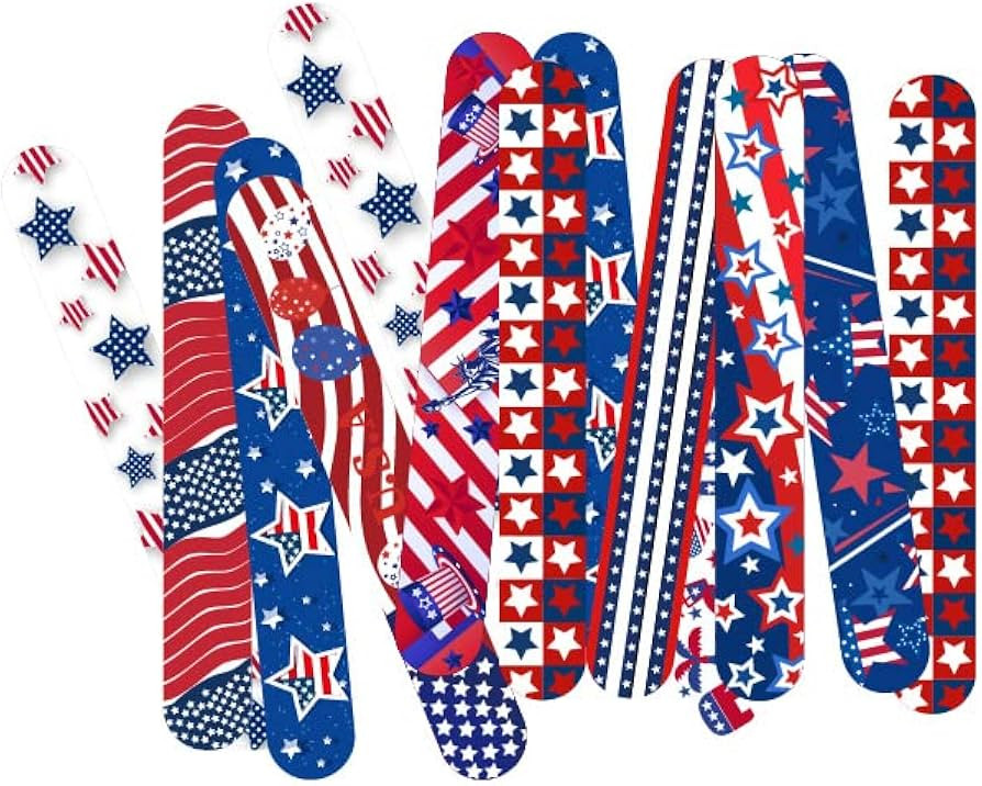 50 Pcs Slap Bracelets for Kids 4th of July Slap Bracelets Bulk Snap Bracelet Party Supplies Favor... | Amazon (US)