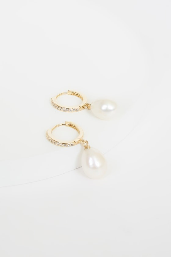 Divine Connection 14KT Gold Pearl Mini Hoop Earrings | Lulus