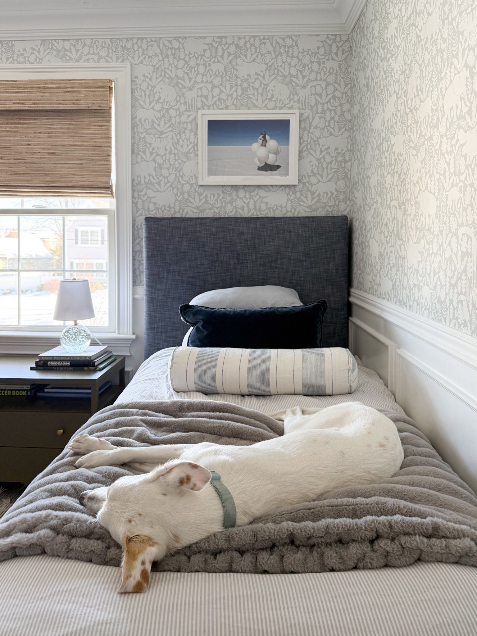Boys’ bedrooms can be cute too! Mix patterns through wallpaper, bedding, rugs and throw pillows (a cute pup helps too!!)

#LTKSaleAlert #LTKKids #LTKHome
