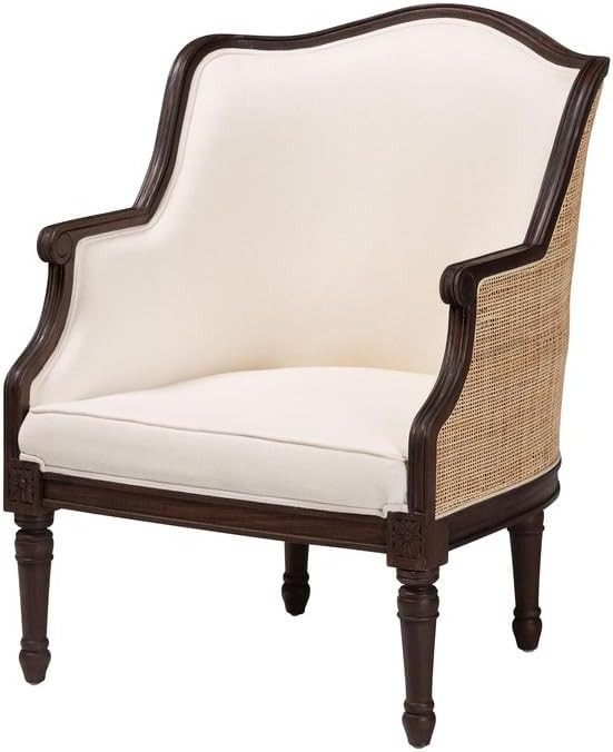 HomeStock Beige Upholstered Armchair with Woven Accents - Elegant Living Room Chair | Amazon (US)