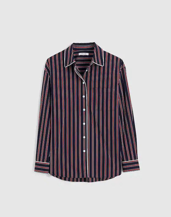 Long Button-Up Shirt in Stripe Poplin | Madewell