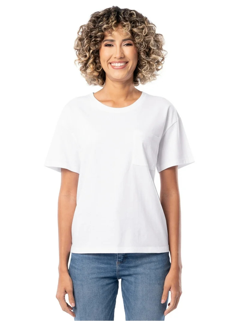 Time and Tru Women's Short Sleeve Boyfriend Pocket T-Shirt, XS-XXXL | Walmart (US)