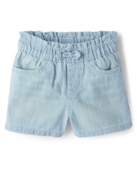 Baby And Toddler Girls Paper Bag Waist Jean Shorts | The Children's Place  - TESSA WASH | The Children's Place