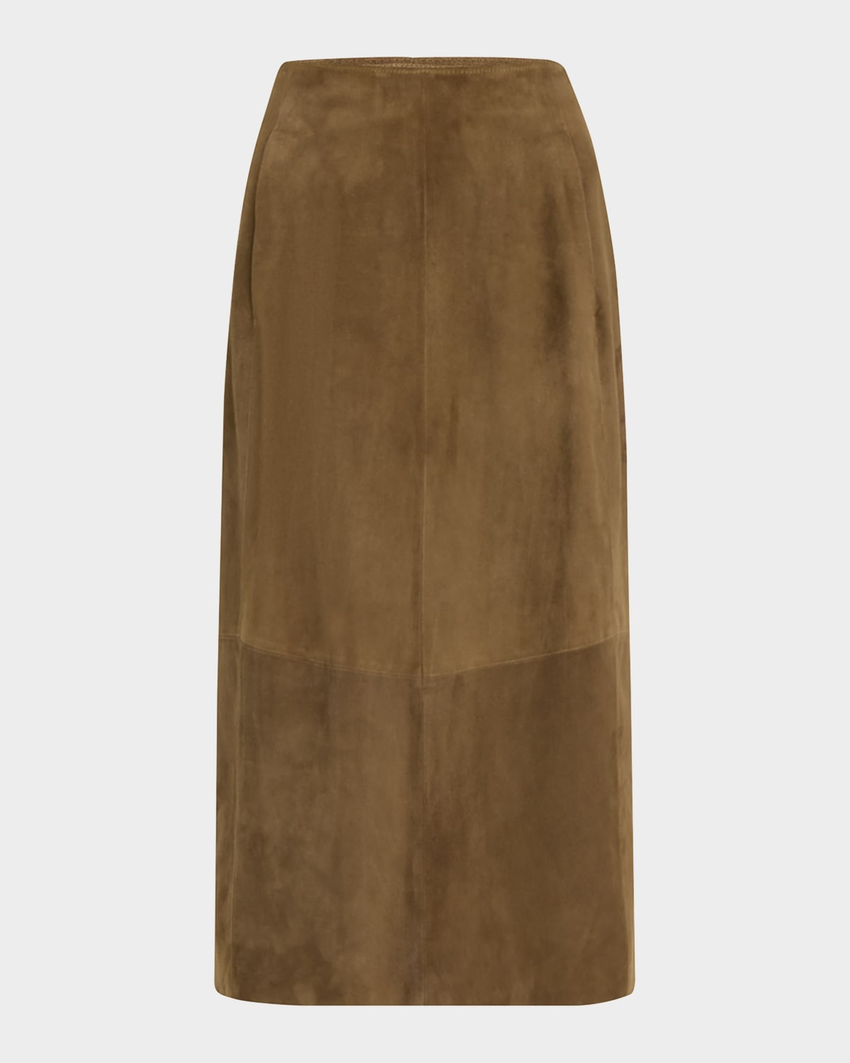 Mid-Rise Suede Midi Skirt | Neiman Marcus