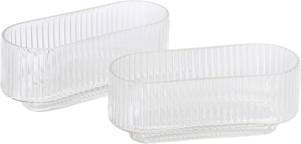 Ribbed Glass Vase, Fluted Glass Vase Set of 2, Ribbed Vase, Clear Vase, Flower Vase, Modern Vase,... | Amazon (US)