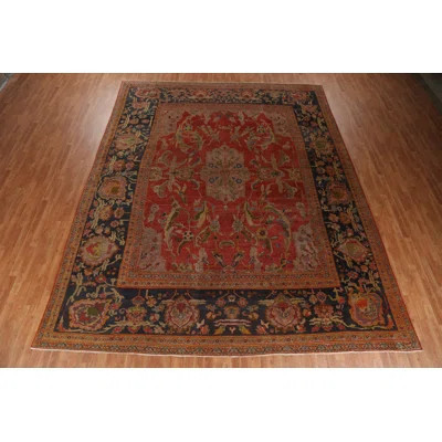 Safeta One-of-a-Kind Hand-Knotted 1900S 11'6" X 14'7" Wool Area Rug in Red | Wayfair North America