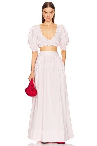 Poplin Maxi Skirt in Pale Pink | Pink Crop Top Pink Maxi Skirt Outfit Maxi Skirt Set Summer Sets | Revolve Clothing (Global)