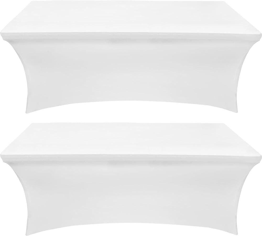 Utopia Kitchen Spandex Tablecloth 2 Pack [6FT, White] Tight, Fitted, Washable and Wrinkle Resista... | Amazon (US)