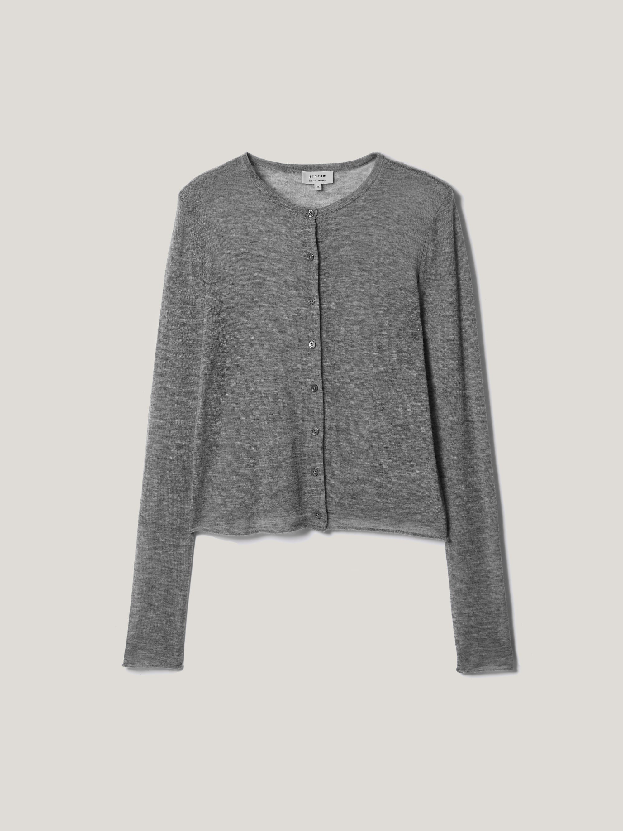 Tissue Wool Cardigan | Grey | Jigsaw (UK)