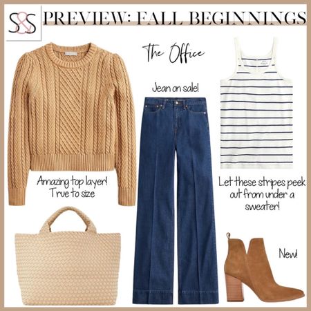 Knit sweater with a striped tank and jeans make a great teacher outfit this fall  

#LTKSeasonal #LTKworkwear #LTKstyletip