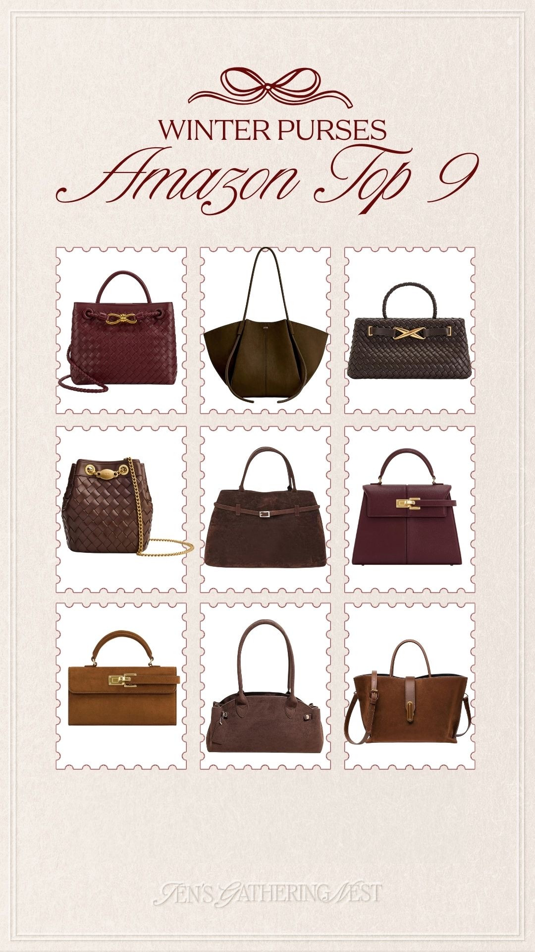 AMAZON TOP 9 — rounding up purses // bags im loving for winter! 🤎

#amazon #amazonfinds #amazonpurse #amazonfashion #purse #suede #woven #jwpei

#LTKSeasonal #LTKHoliday
