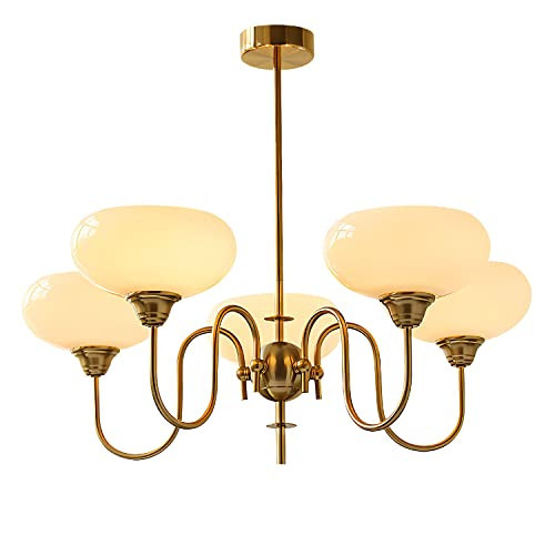 BOKT Gold Vintage Chandelier Modern 5-Light Globe Chandelier with Smooth Lampshade Sputnik Pendant Light Dining Room Chandeliers for Living Room Bedroom | Amazon (US)