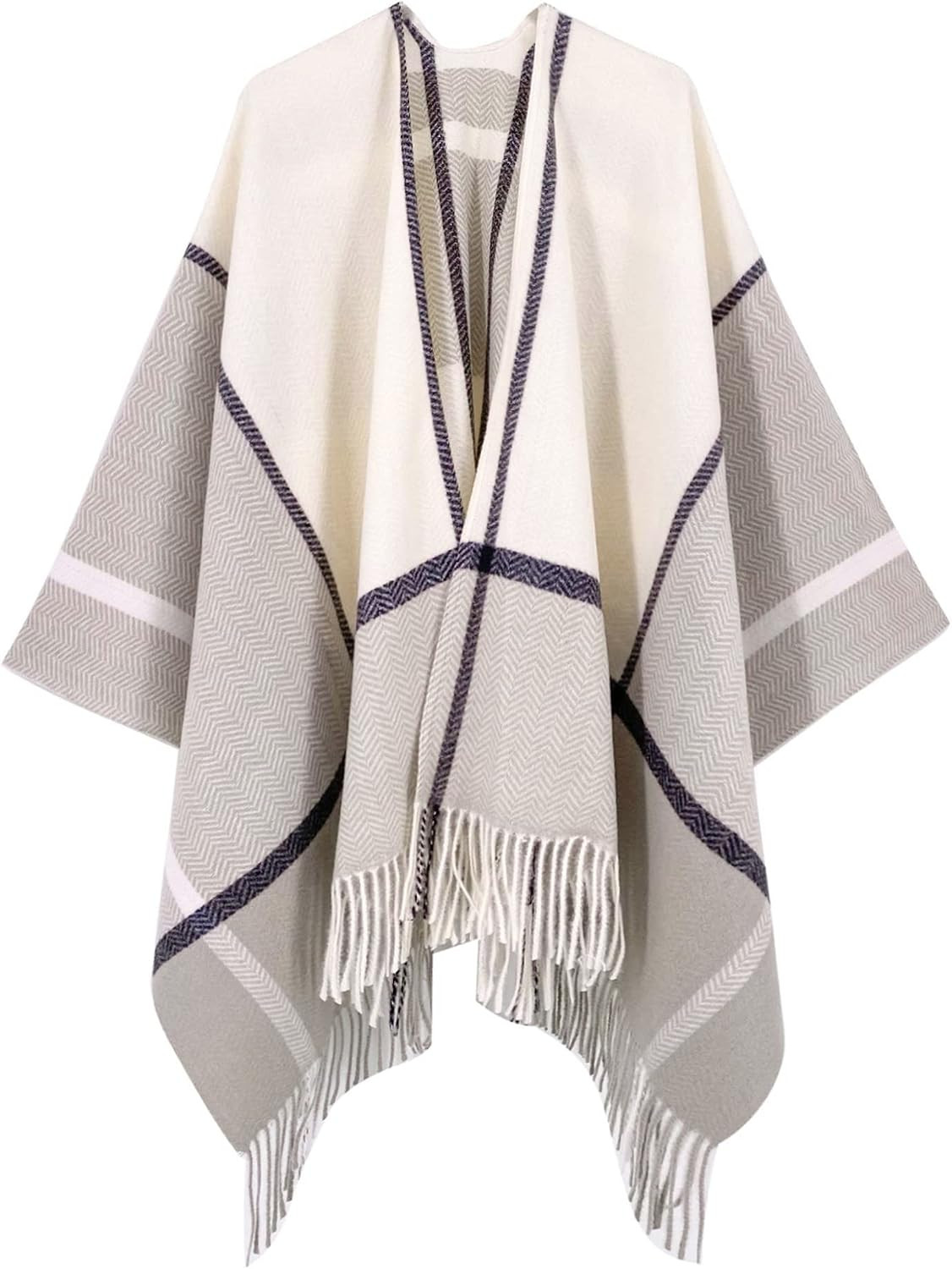 Moss Rose Women's Travel Plaid Shawl Wrap Open Front Poncho Cape for Fall Winter | Amazon (US)