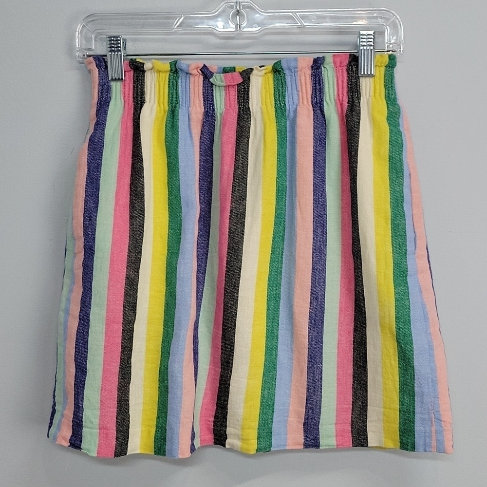 J Crew C5025 Rainbow Striped Linen Mini Skirt with pockets size 0 | Poshmark