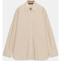 Zara - Oversize Striped Poplin Shirt - Beige - L - Woman | Zara UK