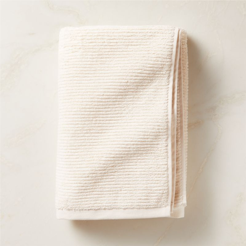 Brooks Ribbed Organic Cotton Warm White Bath Towel + Reviews | CB2 | CB2