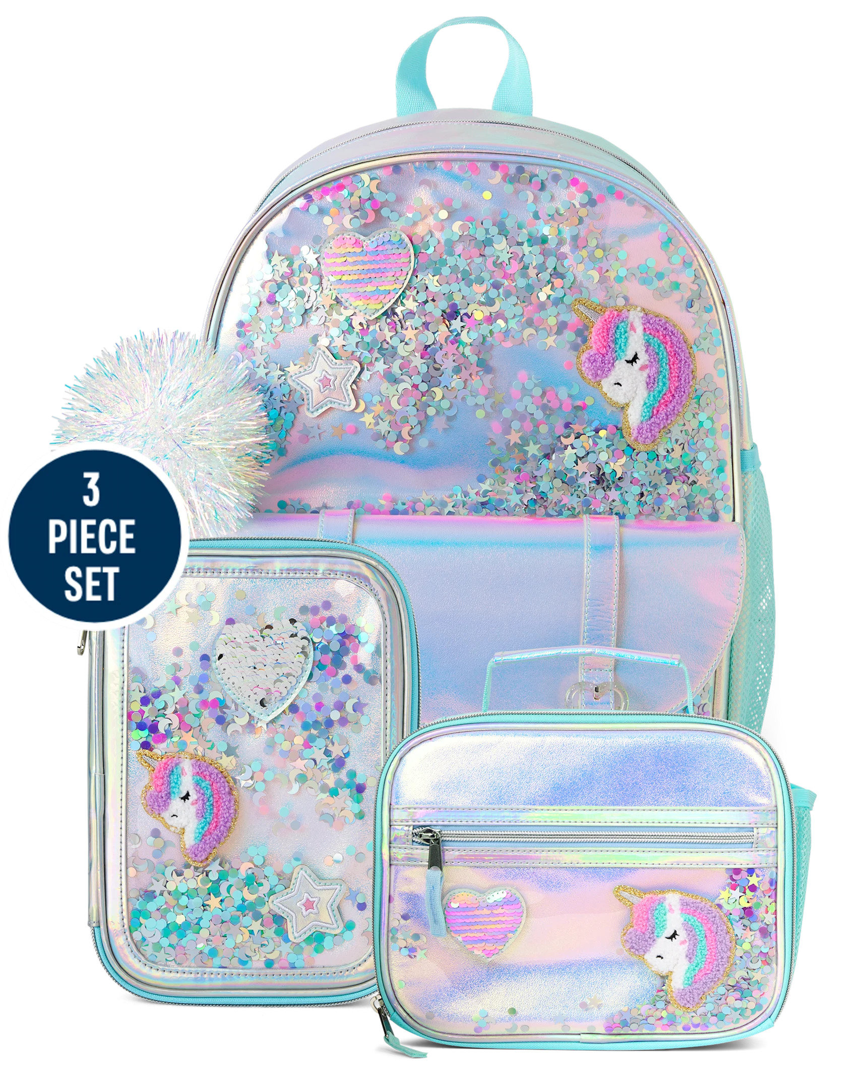 Girls Holographic Shakey Unicorn Backpack 3-Piece Set - holographic | The Children's Place