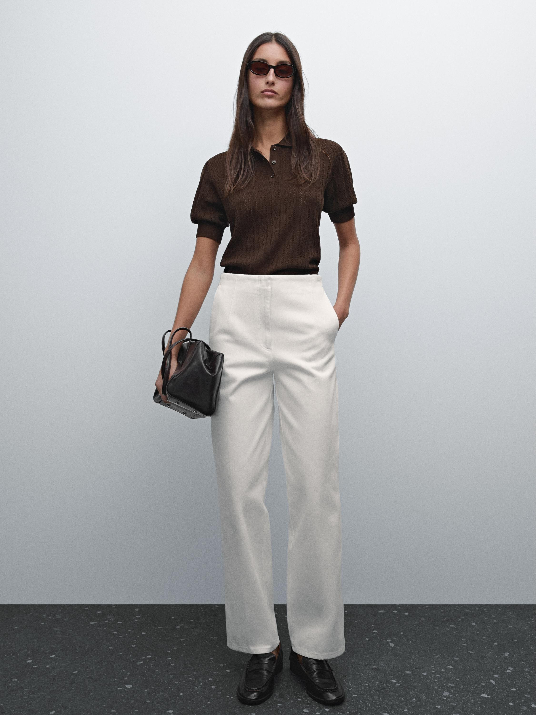 Wide-leg cotton trousers with no waistband £69.95 | Massimo Dutti UK