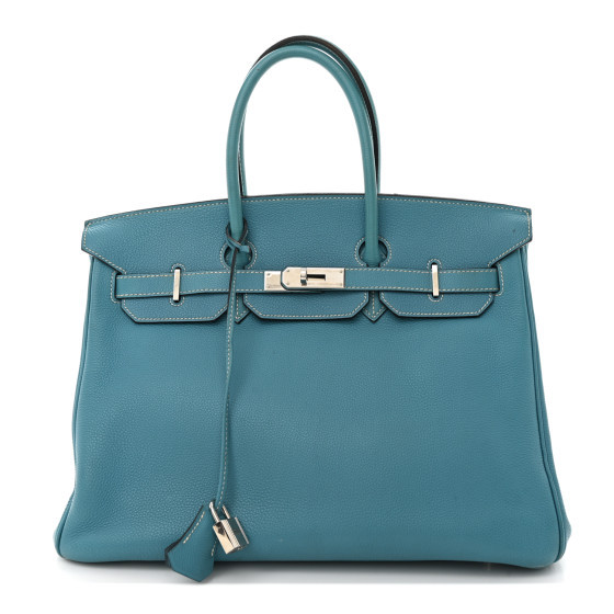 Hermes Taurillon Clemence BIRKIN 35 Blue Jean | FASHIONPHILE (US)